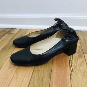 Everlane Day Heel Size 8 Black Leather Pumps Slip On Shoes Made in Italy